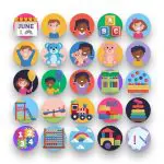 50 World Children’s Day Icons – set of colorful illustrated icons