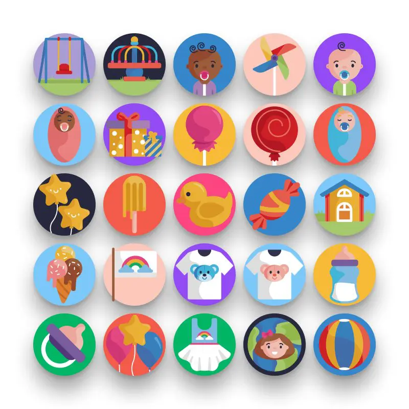 50 World Children’s Day Icons – set of colorful illustrated icons