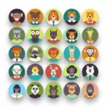 50 Dressed Animal Character Avatars – set of colorful illustrated icons