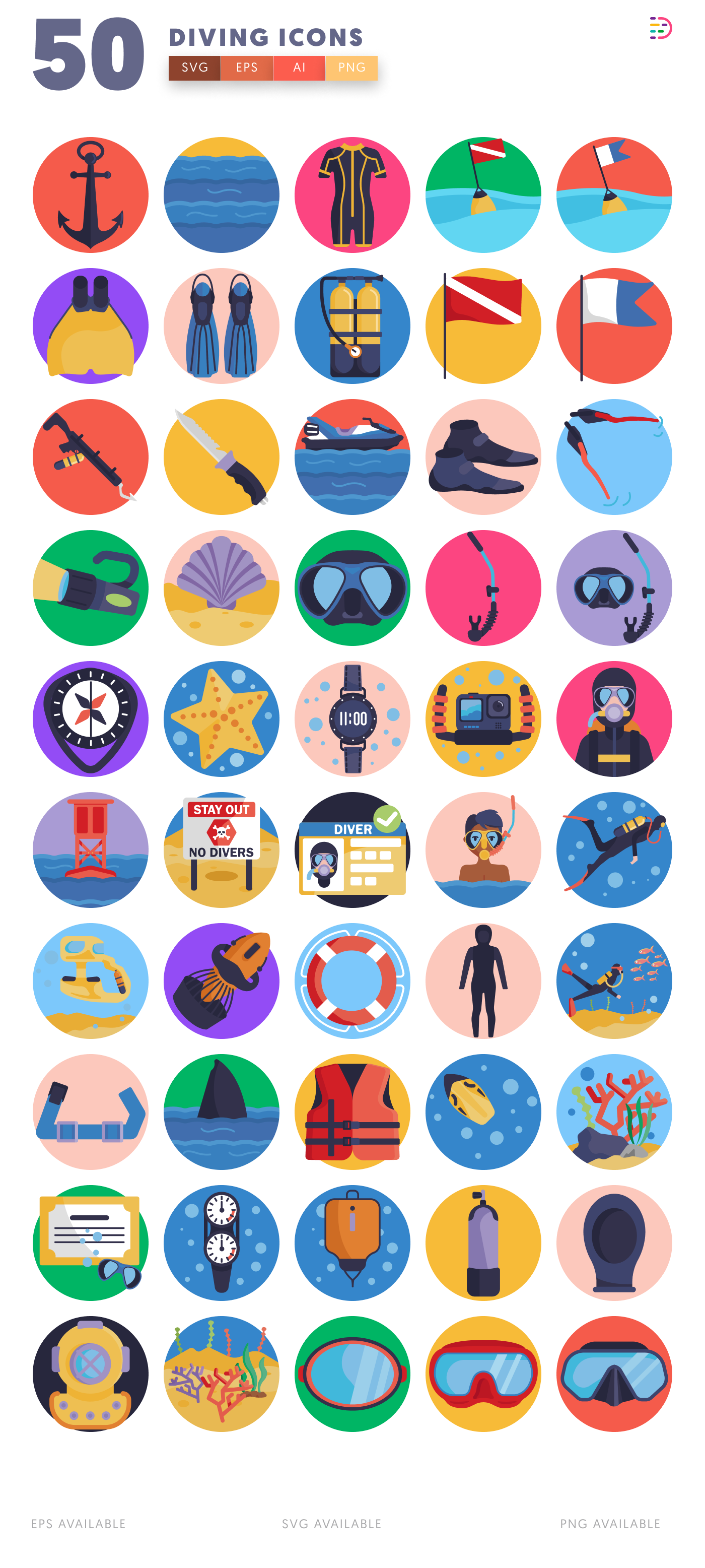 50 Diving Icons – all icons in the set