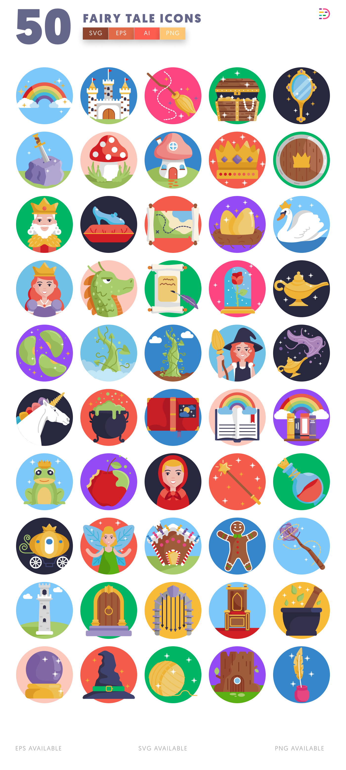50 Fairy Tale Icons – all icons in the set