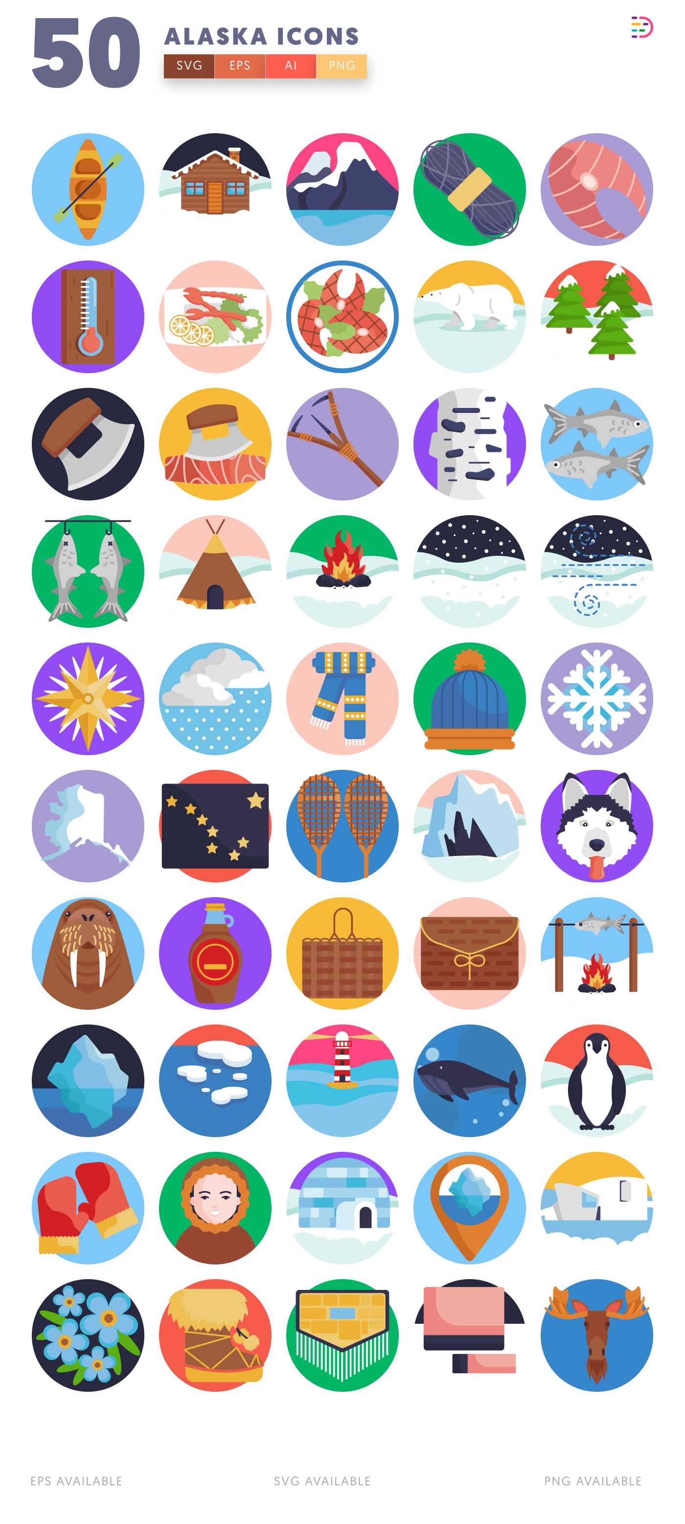 50 Alaska Icons – all icons in the set