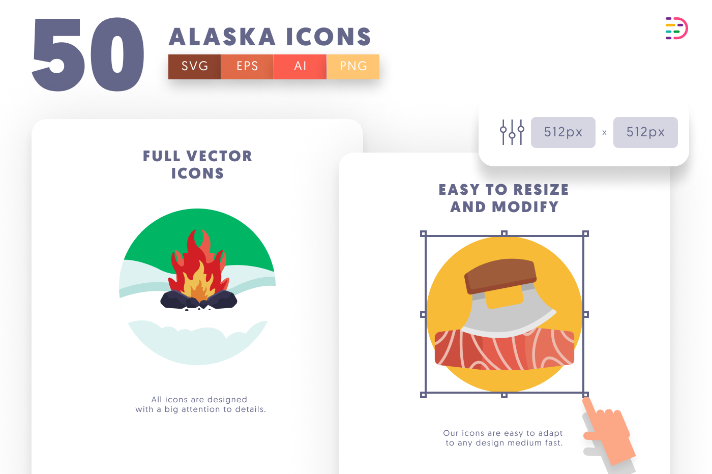 50 Alaska Icons preview 6 – flat circle icons in PNG, SVG and EPS