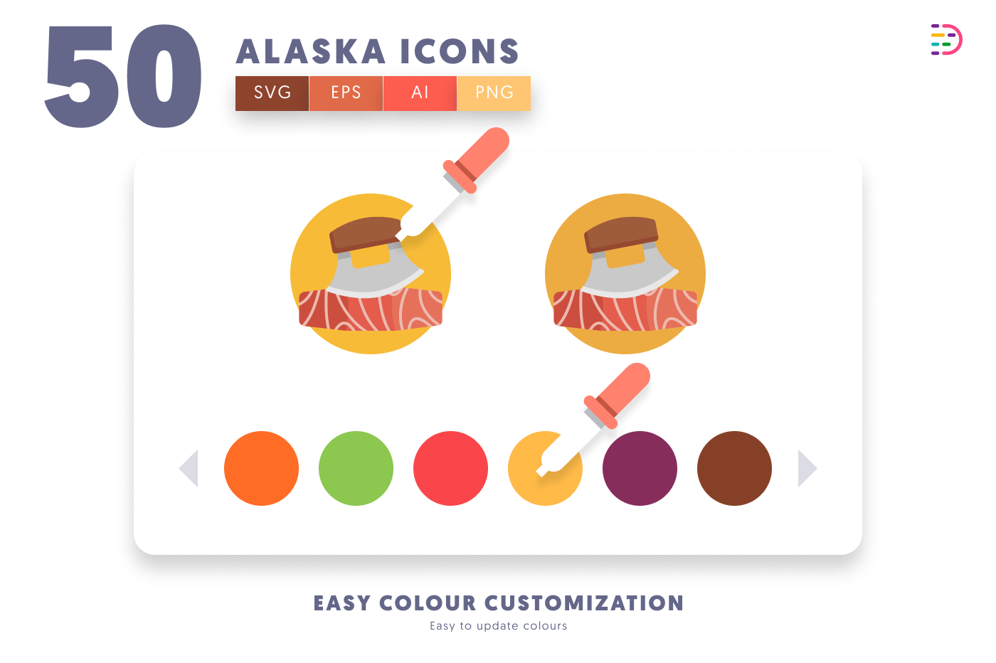 50 Alaska Icons preview 7 – flat circle icons in PNG, SVG and EPS