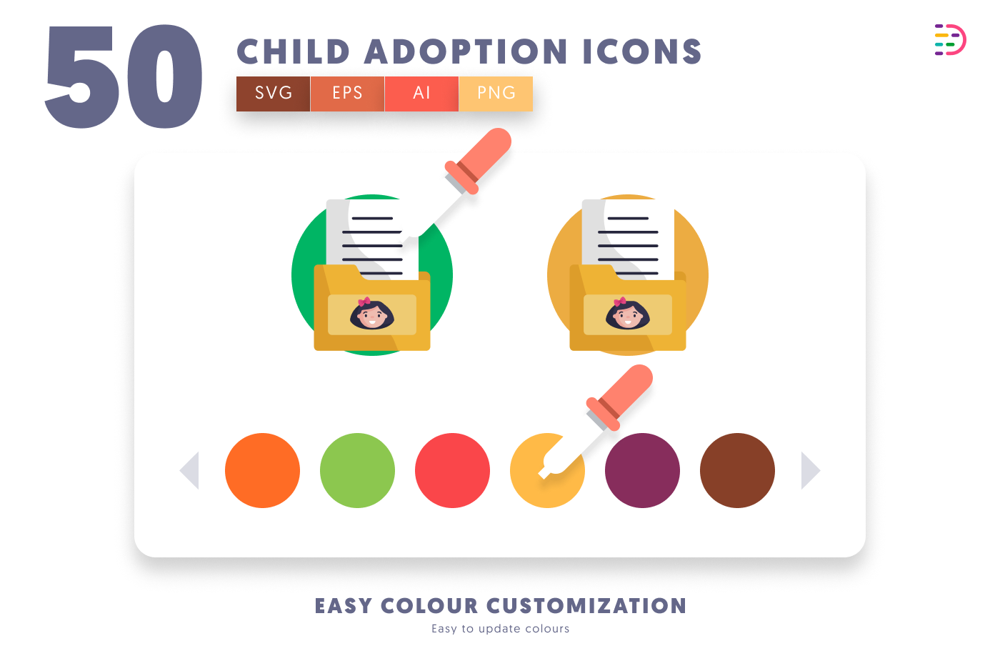 50 Child Adoption Icons preview 7 – flat circle icons in PNG, SVG and EPS