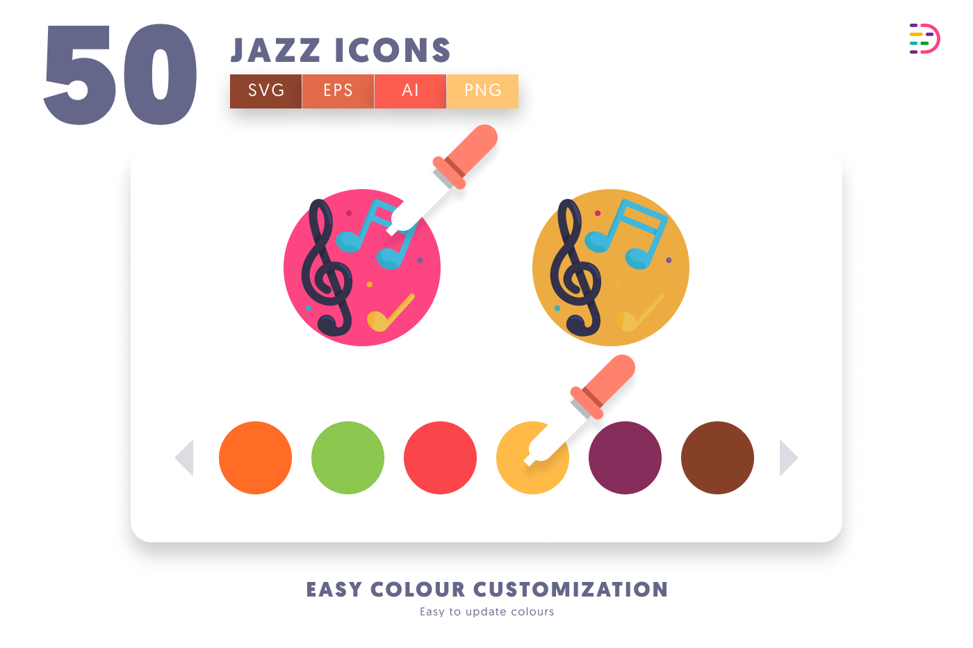 50 Jazz Icons preview 7 – flat circle icons in PNG, SVG and EPS