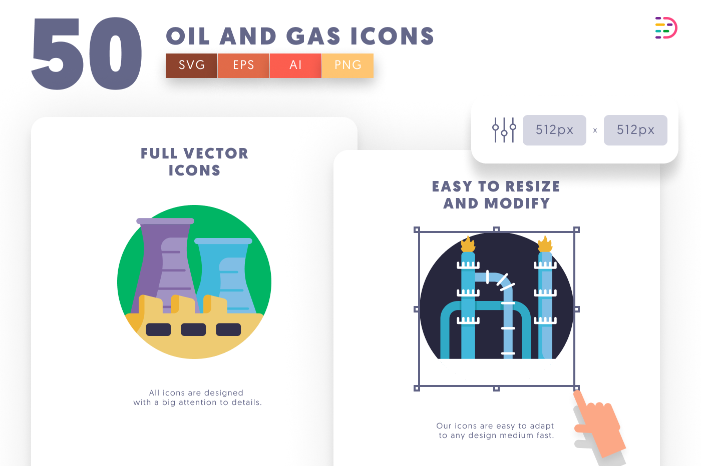 50 Oil and Gas Icons preview 6 – flat circle icons in PNG, SVG and EPS