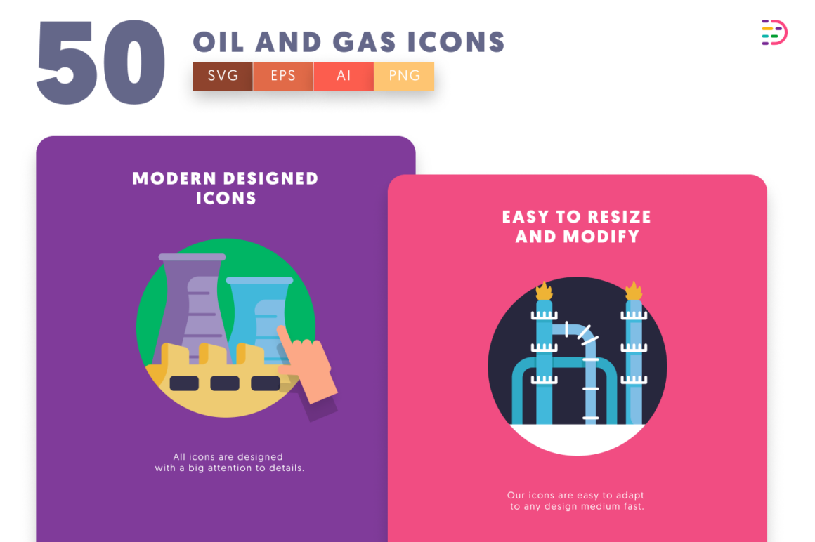 50 Oil and Gas Icons – Vector Set for Industry and Energy