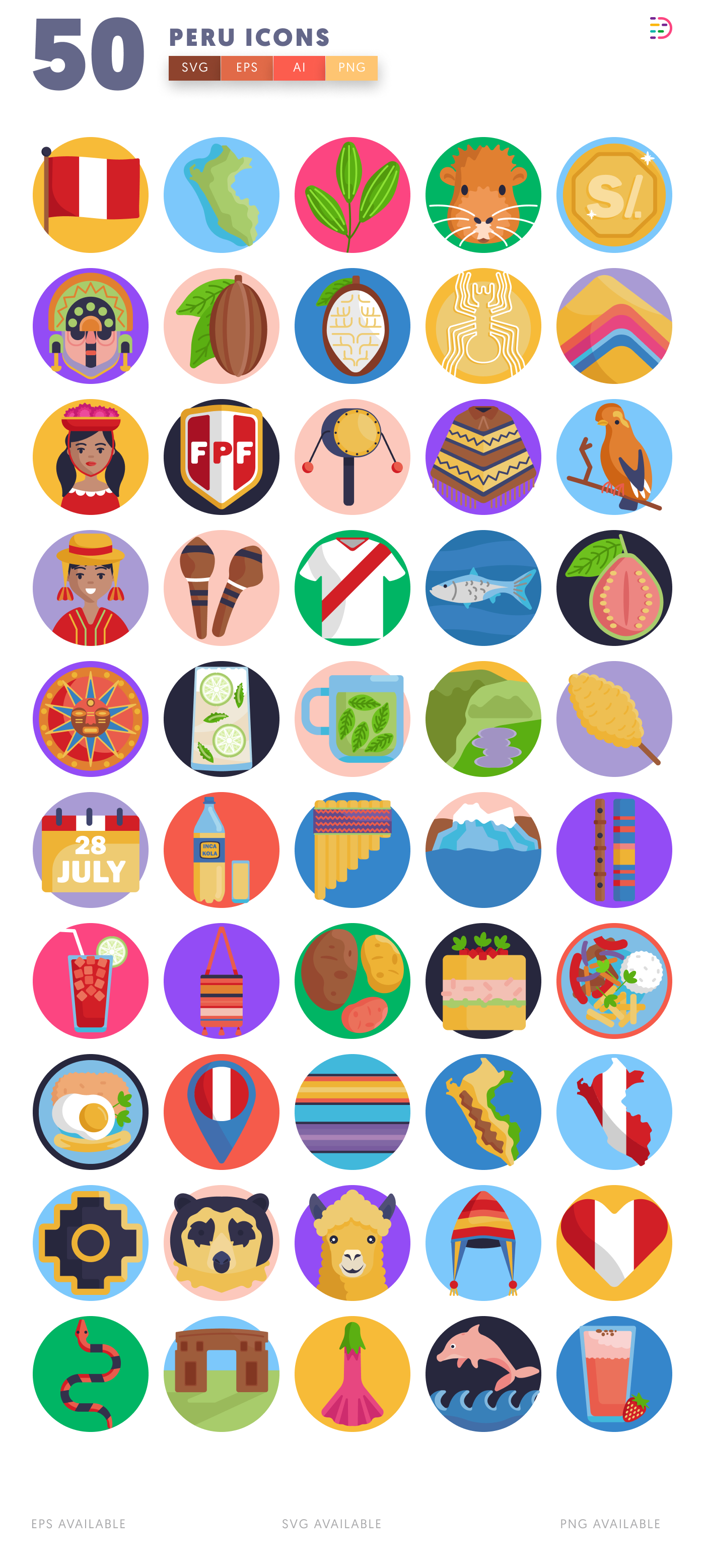 50 Peru Icons – all icons in the set
