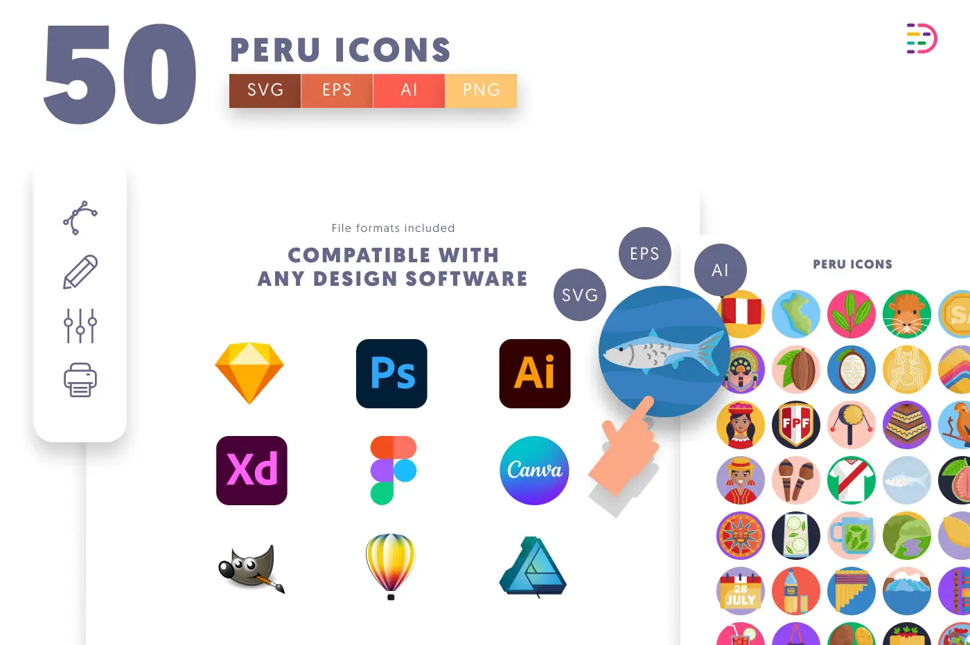 50 Peru Icons preview 8 – flat circle icons in PNG, SVG and EPS