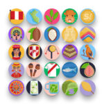 50 Peru Icons – set of colorful flat circle icons