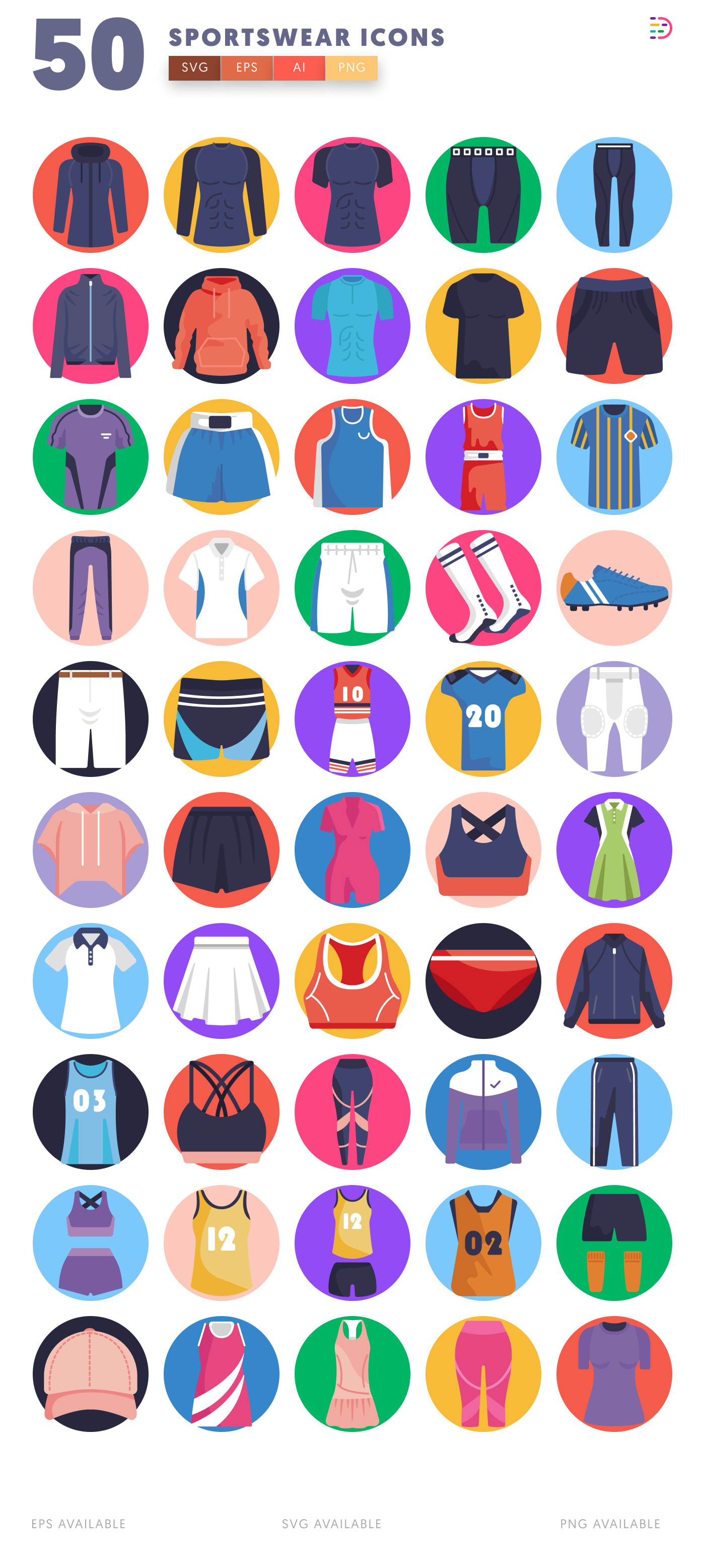 50 Sportswear Icons – all icons in the set