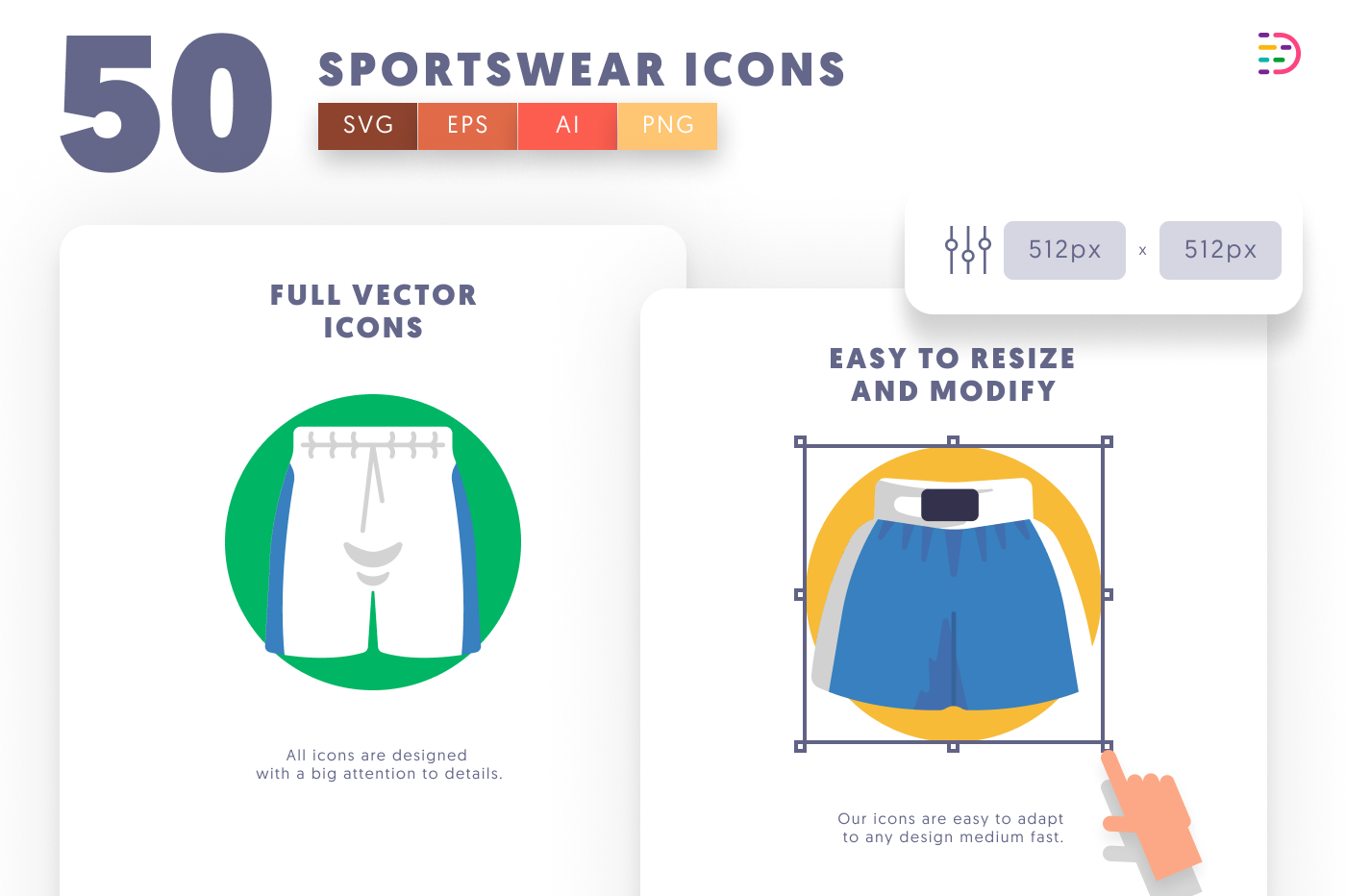 50 Sportswear Icons preview 6 – flat circle icons in PNG, SVG and EPS