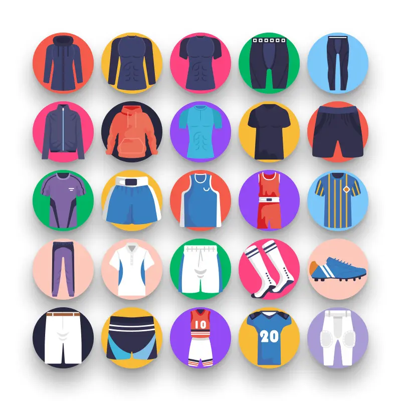 50-Sportswear _ Shop-2 50 Sportswear Icons – set of colorful flat circle icons