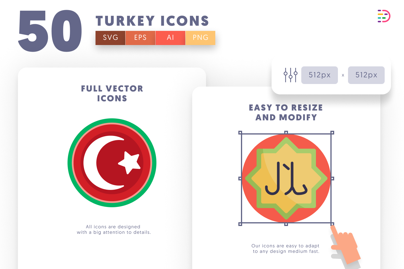 50 Turkey Icons preview 6 – flat circle icons in PNG, SVG and EPS