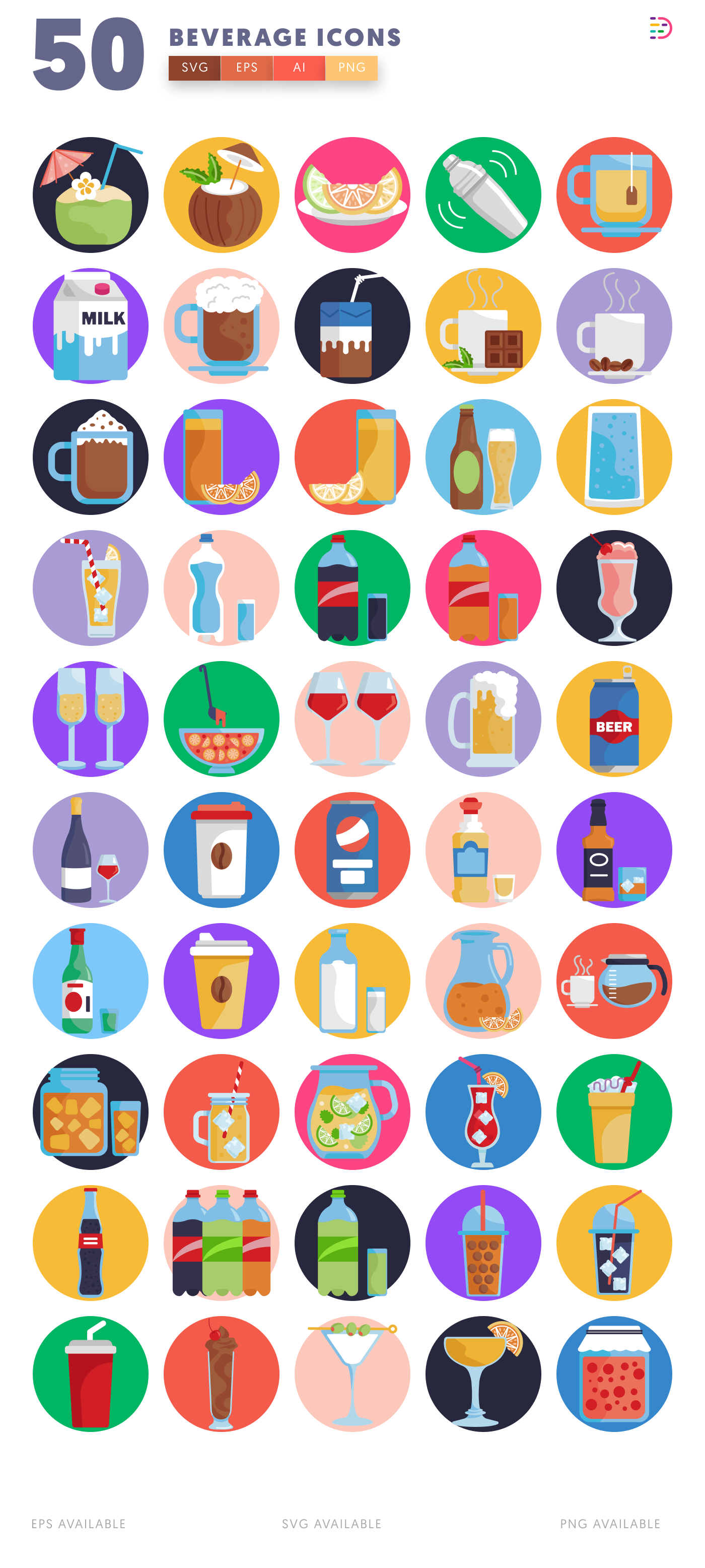 50 Beverage Icons – all icons in the set