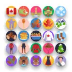 50 Canada Icons – set of colorful flat circle icons