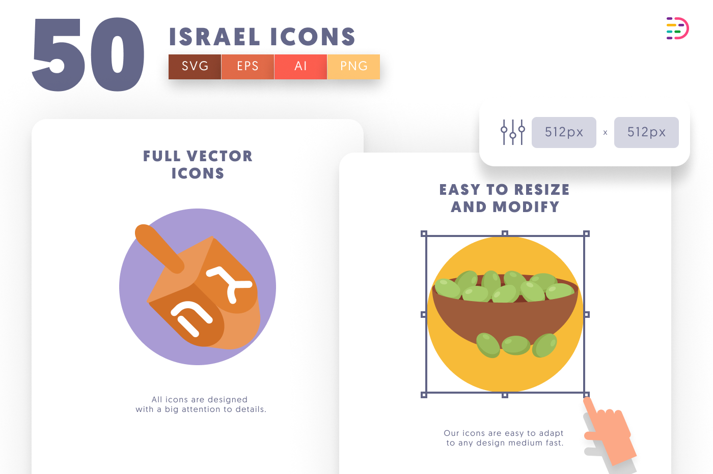 50 Israel Icons preview 6 – flat circle icons in PNG, SVG and EPS