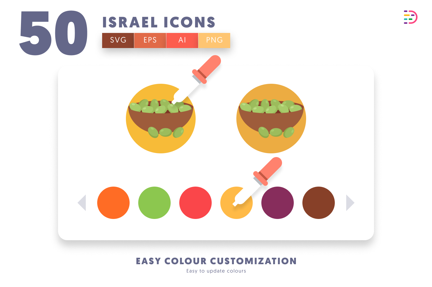50 Israel Icons preview 7 – flat circle icons in PNG, SVG and EPS