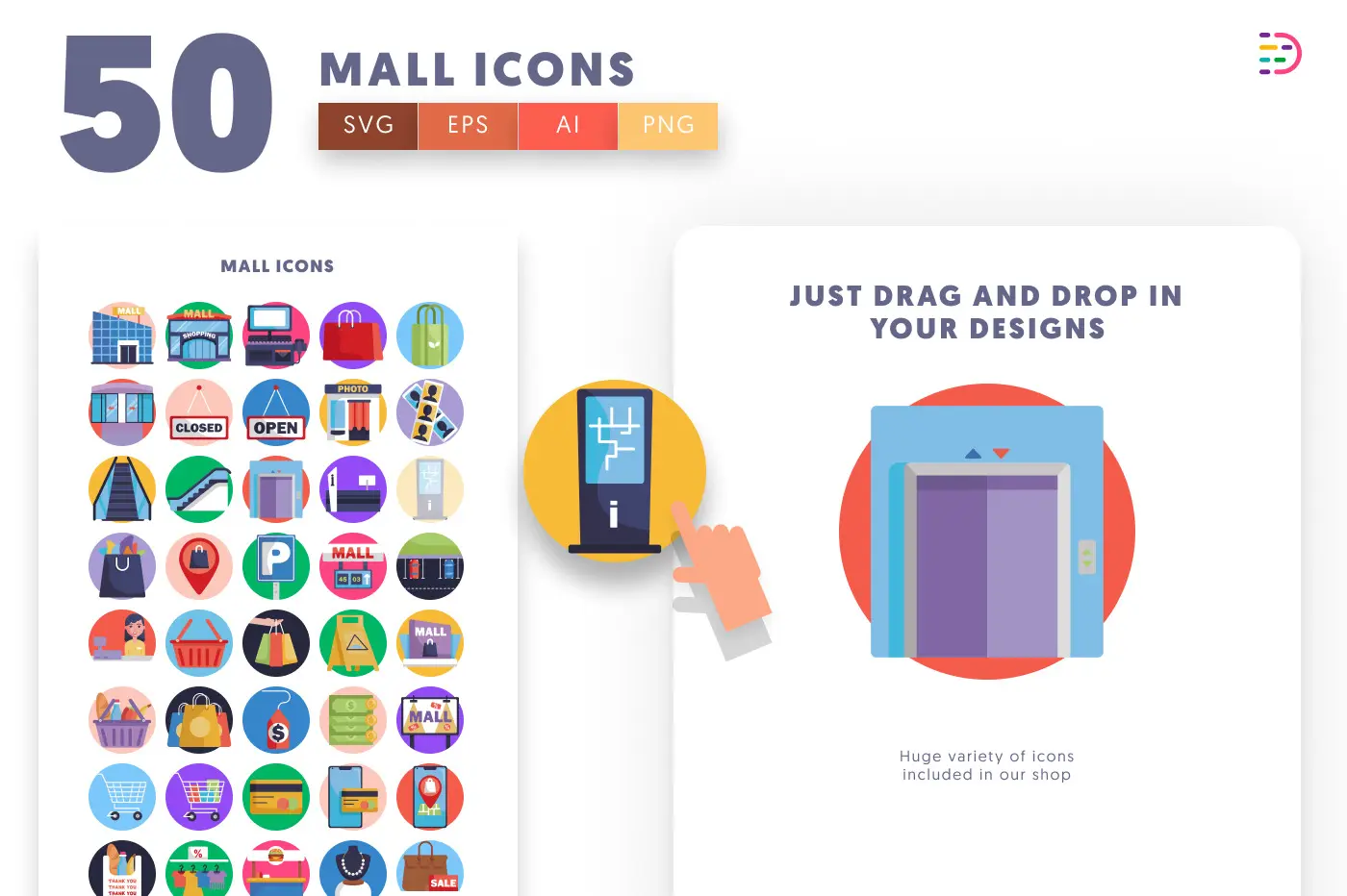 50 Mall Icons preview 1 – illustrated icons in PNG, SVG and EPS
