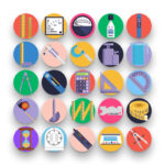 50 Measuring Icons – set of colorful flat circle icons