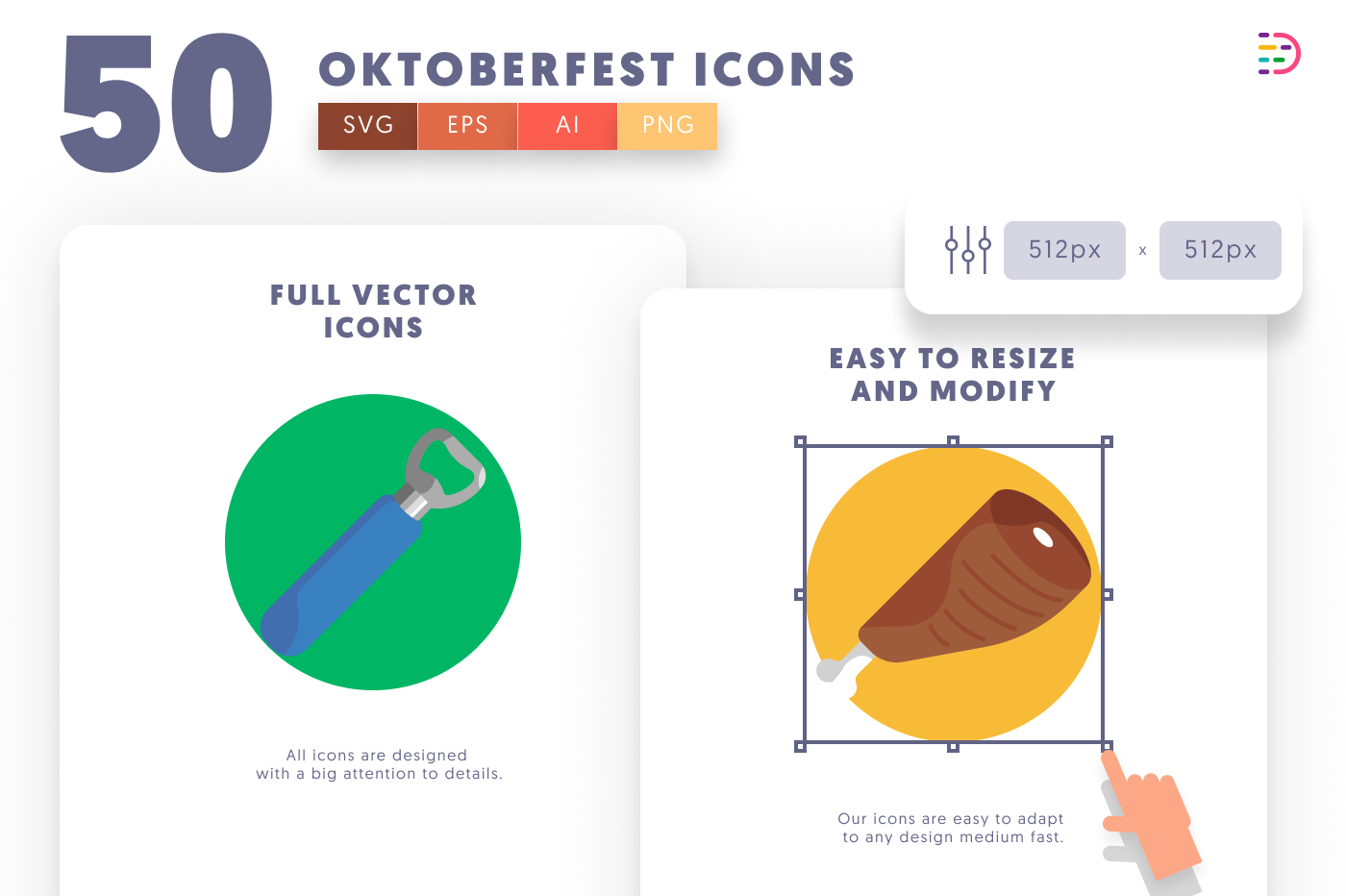 50 Oktoberfest Icons preview 6 – flat circle icons in PNG, SVG and EPS