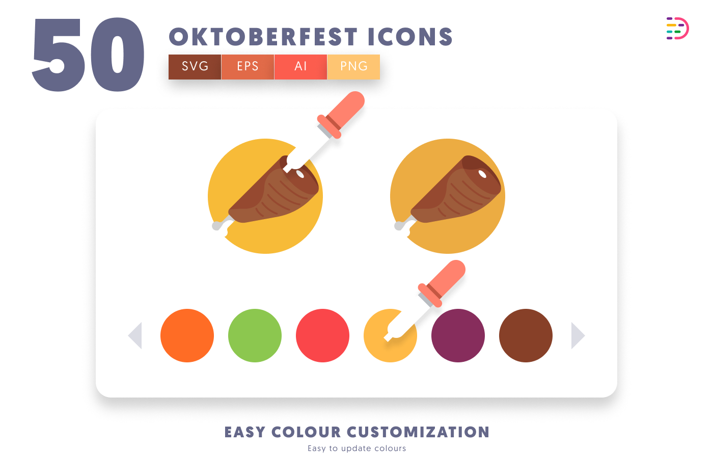 50 Oktoberfest Icons preview 7 – flat circle icons in PNG, SVG and EPS