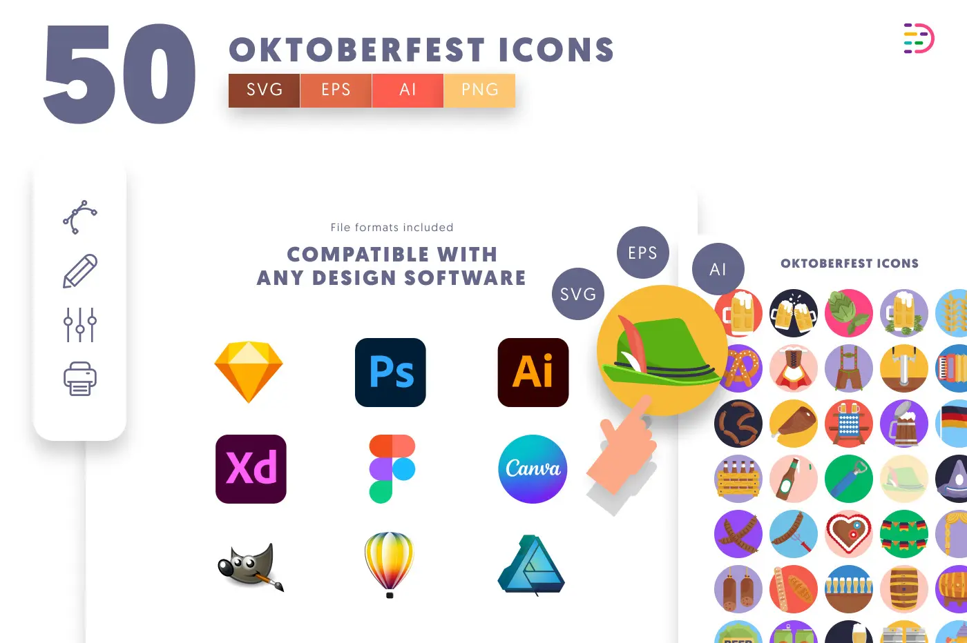 50 Oktoberfest Icons preview 8 – flat circle icons in PNG, SVG and EPS