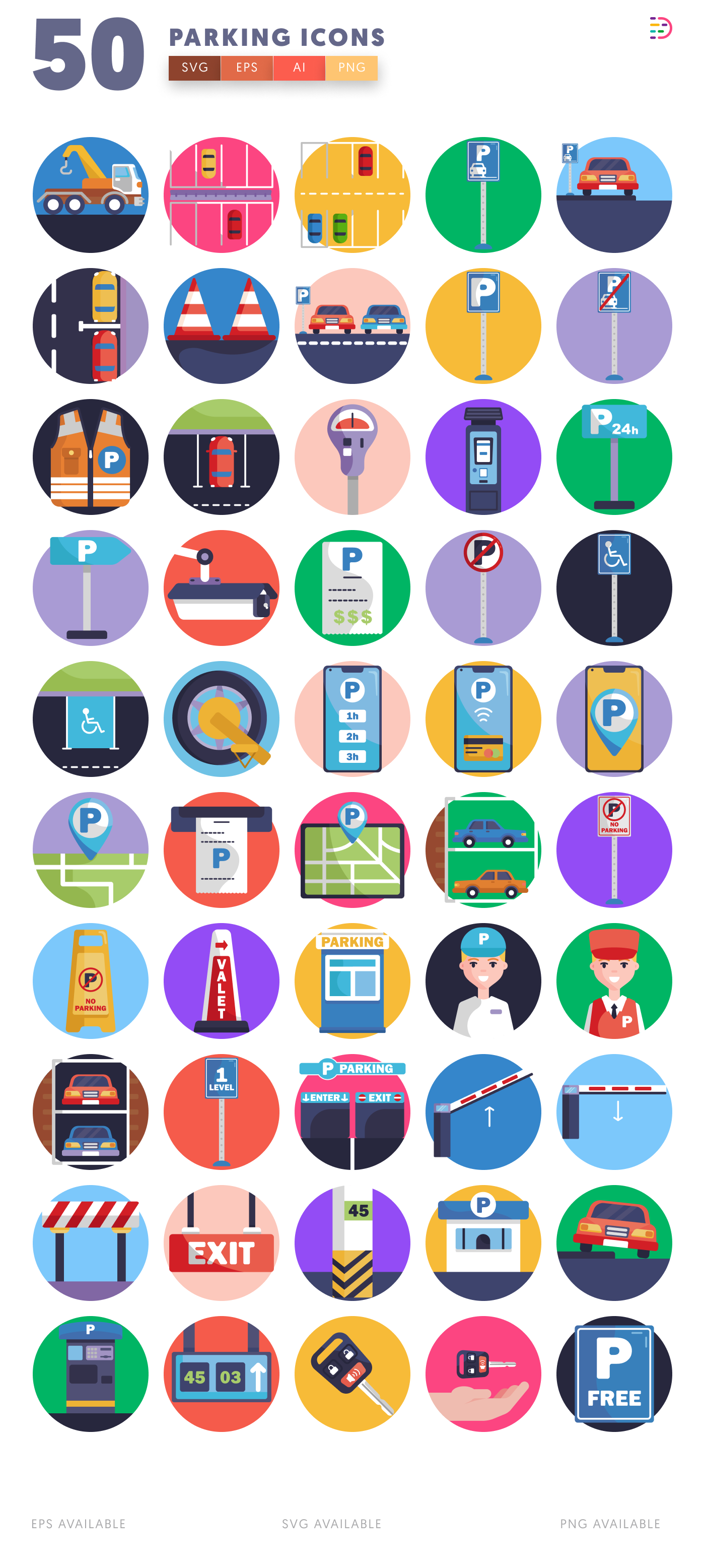 50 Parking Icons – all icons in the set