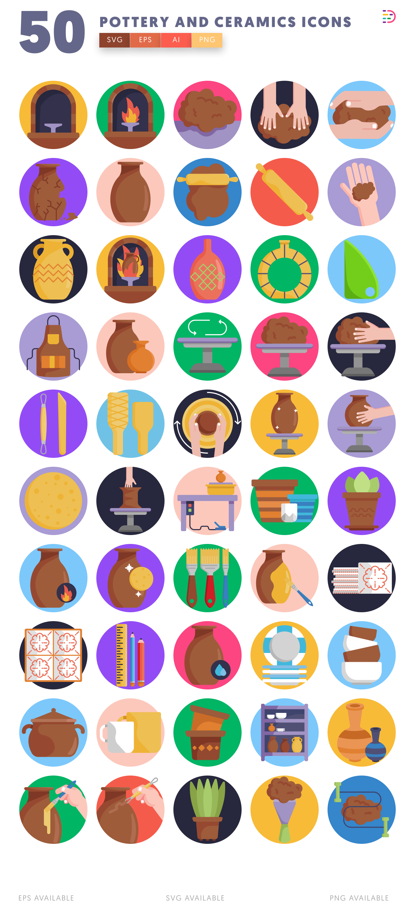 50 Pottery and Ceramics Icons – all icons in the set