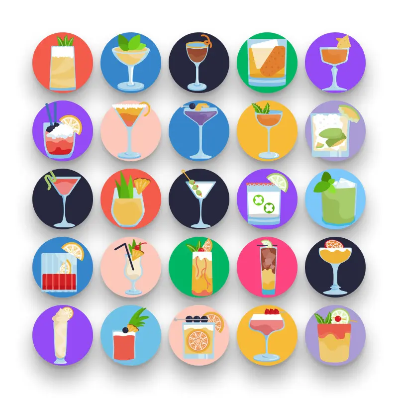 50-Cocktails _ Shop-2 50 Cocktails Icons – set of colorful flat circle icons