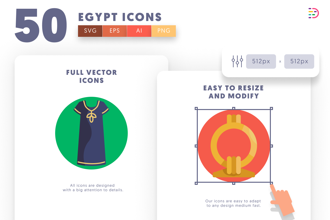 50 Egypt Icons preview 6 – flat circle icons in PNG, SVG and EPS