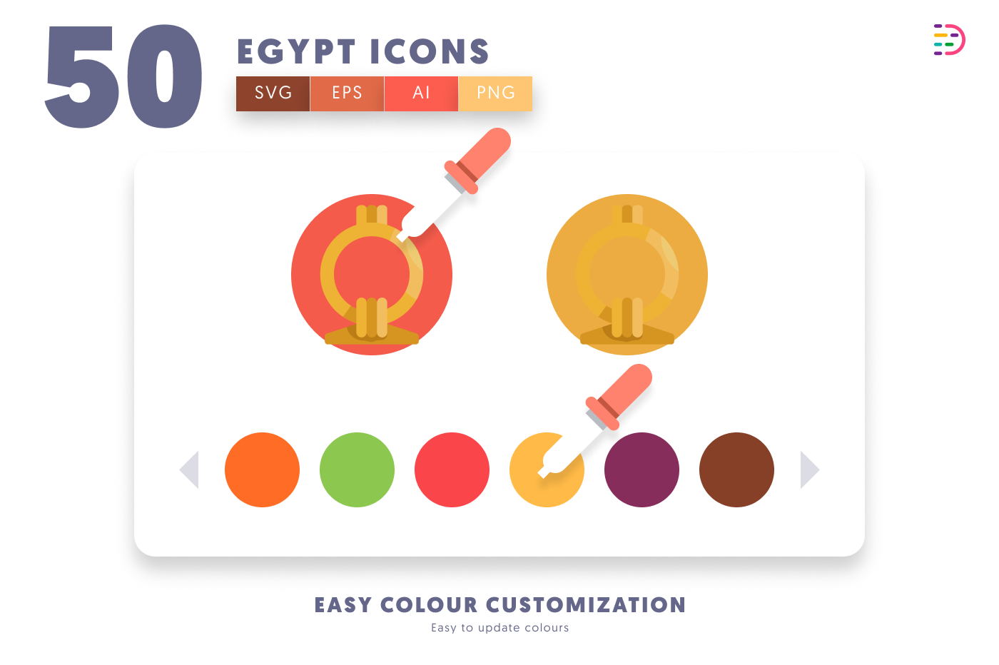 50 Egypt Icons preview 7 – flat circle icons in PNG, SVG and EPS