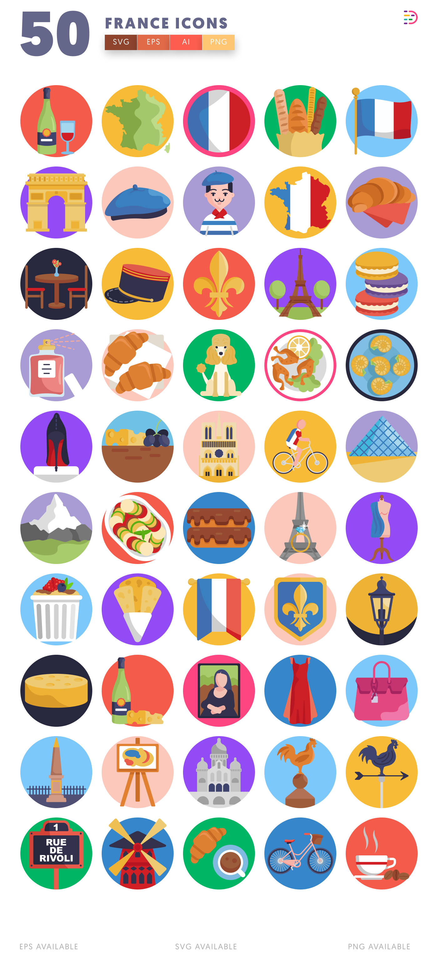 50 France Icons – all icons in the set