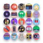 50 Night Club Icons – set of colorful flat circle icons