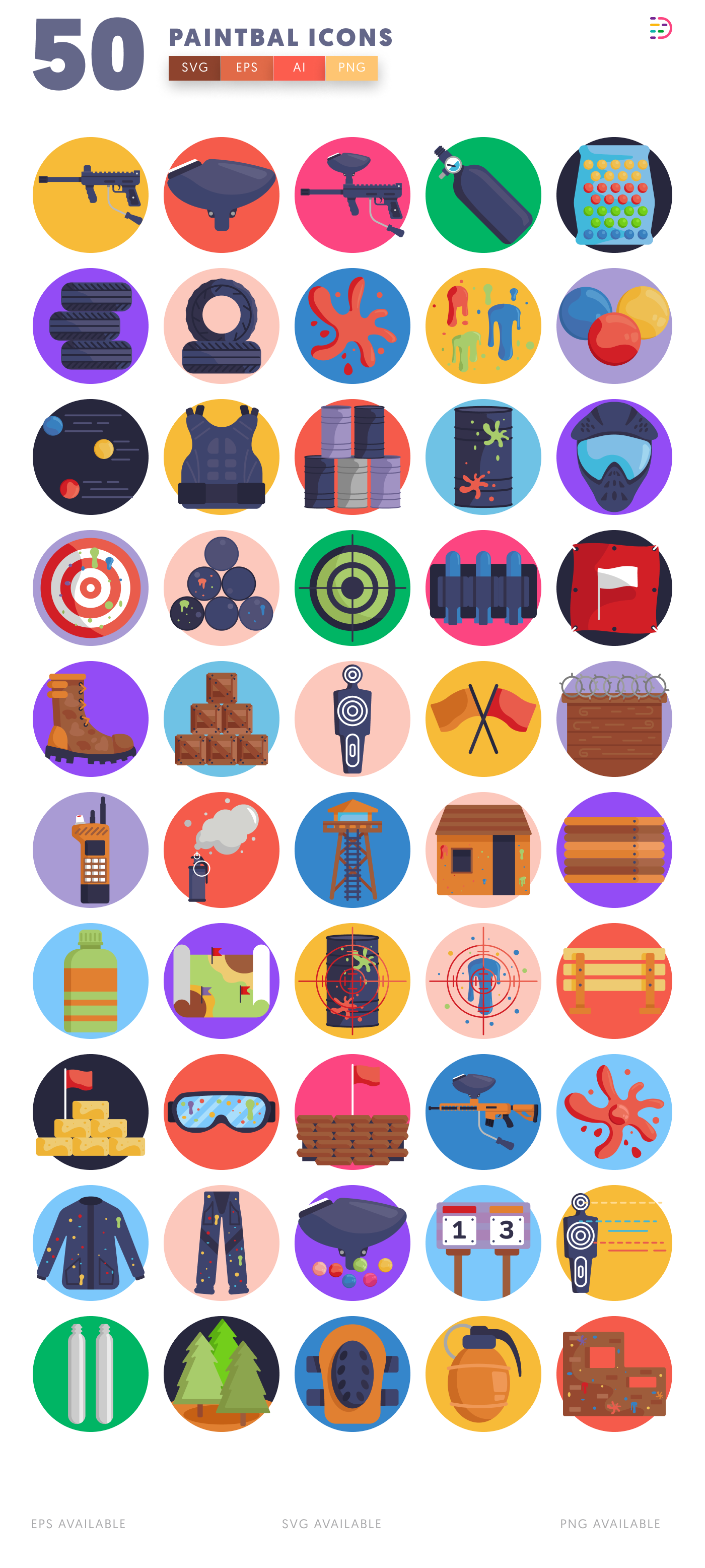 50 Paintball Icons – all icons in the set
