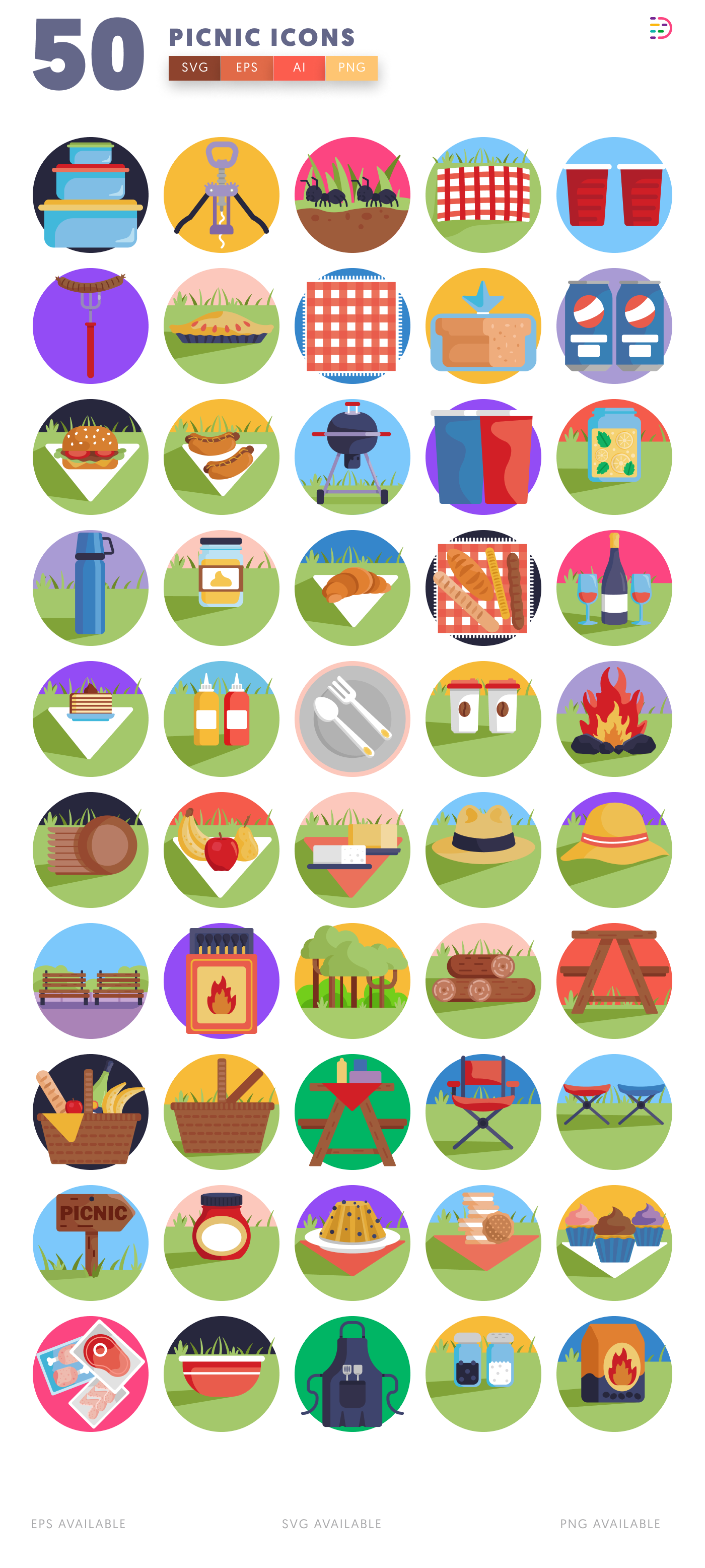 50 Picnic Icons – all icons in the set