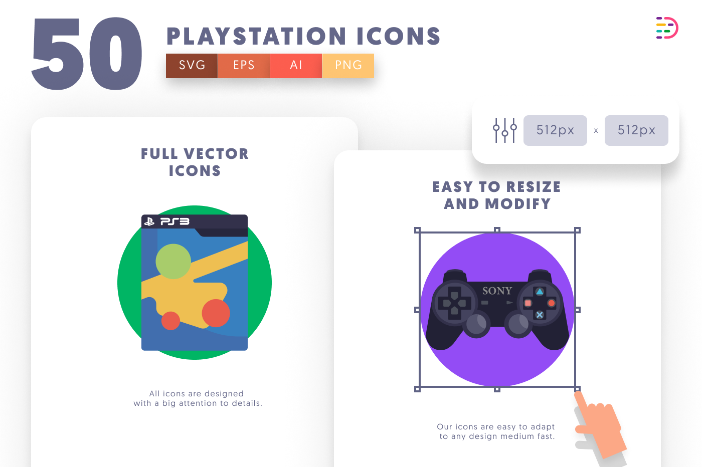 50 Playstation Icons preview 6 – flat circle icons in PNG, SVG and EPS