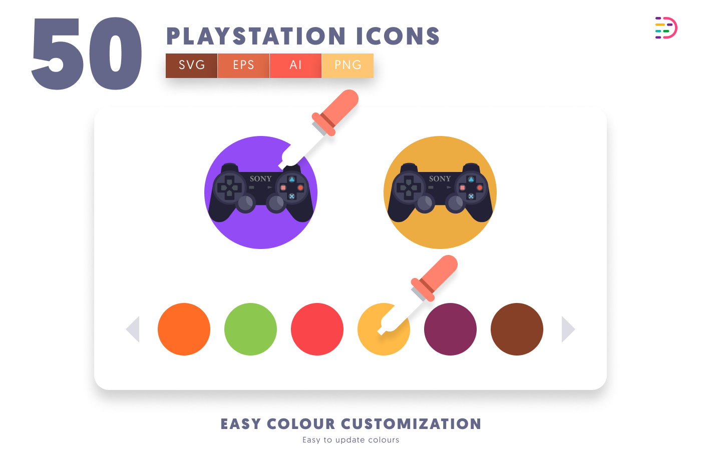50 Playstation Icons preview 7 – flat circle icons in PNG, SVG and EPS