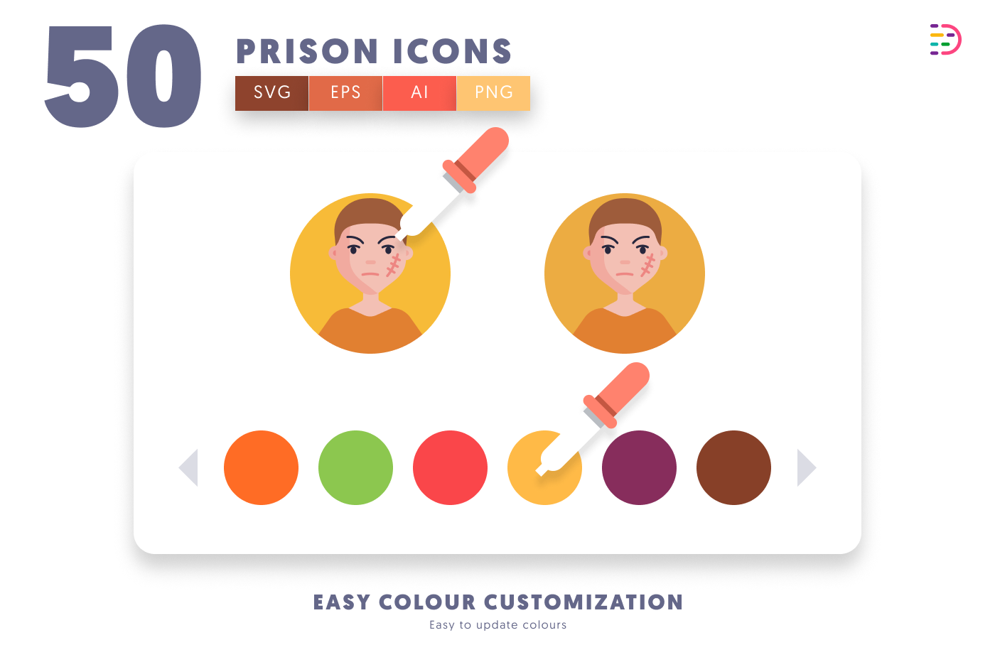 50 Prison Icons preview 7 – flat circle icons in PNG, SVG and EPS