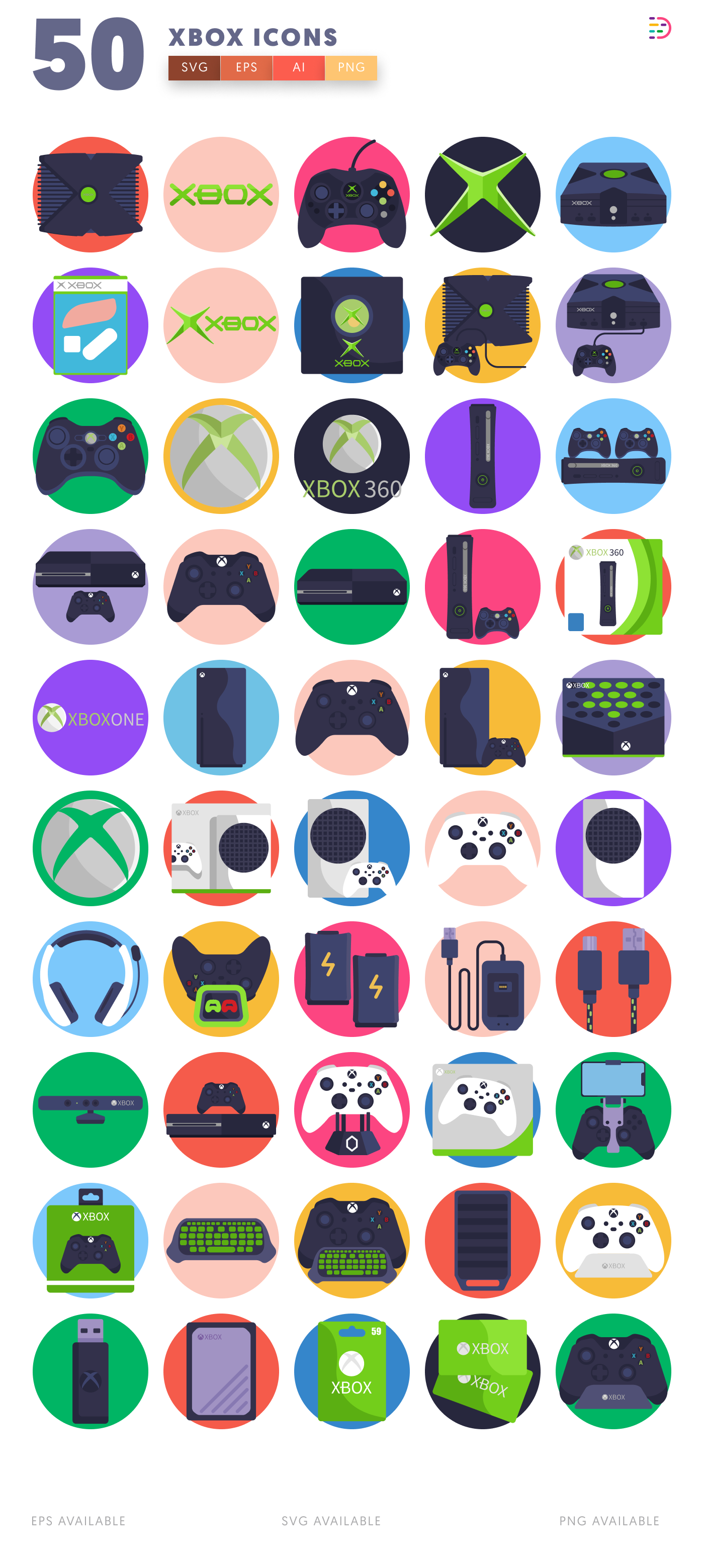 50 Xbox Icons – all icons in the set