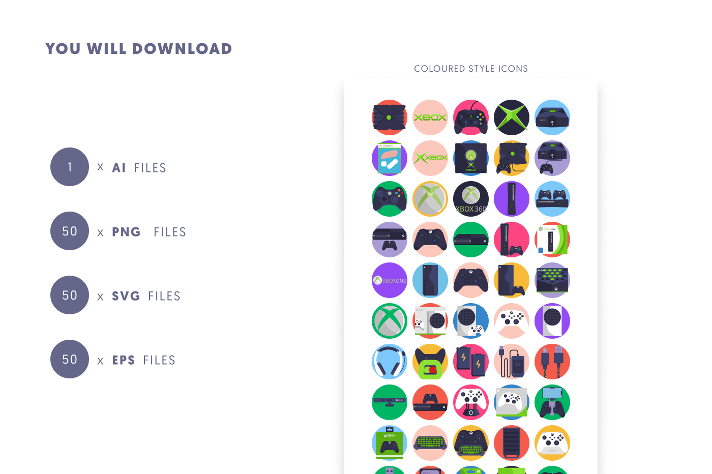 50 Xbox Icons preview 9 – flat circle icons in PNG, SVG and EPS