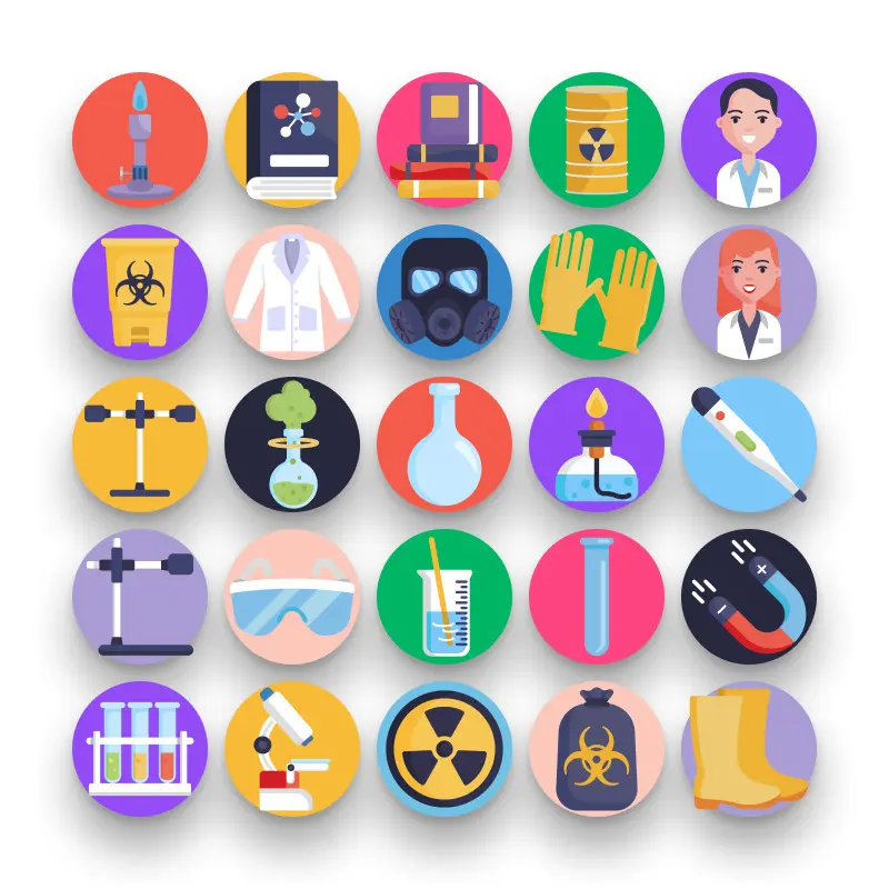 50-Chemistry _ Shop-2 50 Chemistry Icons – set of colorful flat circle icons