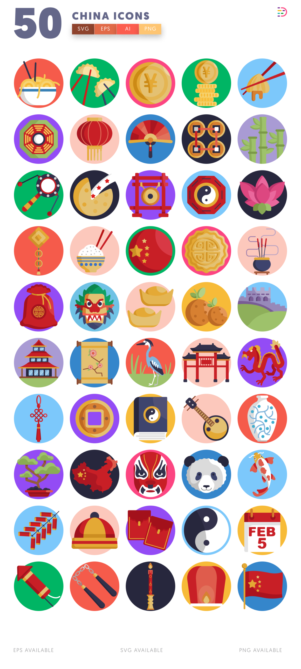 50 China Icons – Cultural, Traditional & Modern Chinese Vector Set