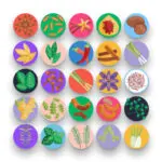 50 Herbs and Spices Icons – set of colorful flat circle icons