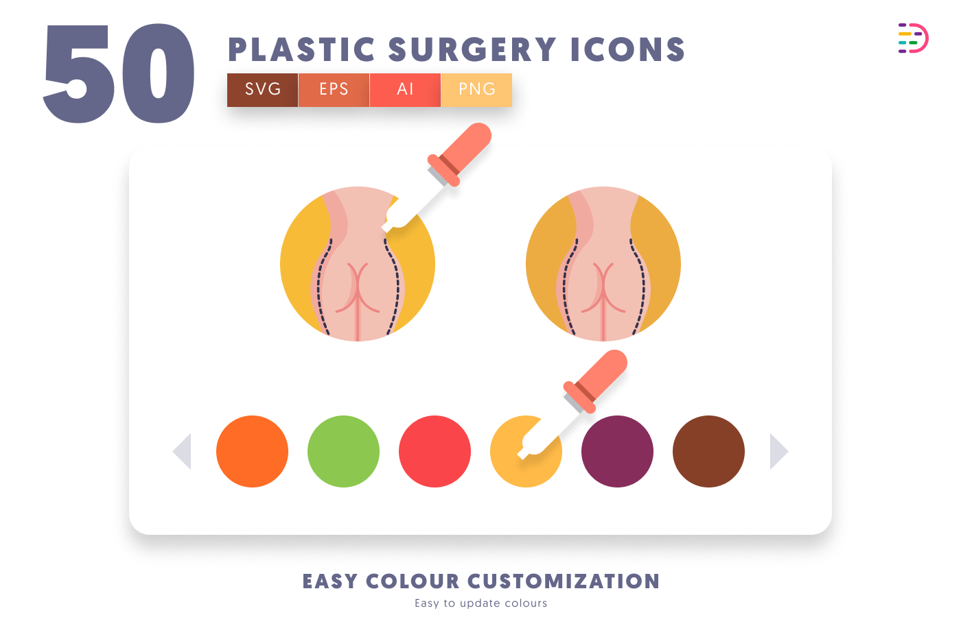 50 Plastic Surgery Icons preview 7 – flat circle icons in PNG, SVG and EPS