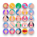 50 Plastic Surgery Icons – set of colorful flat circle icons
