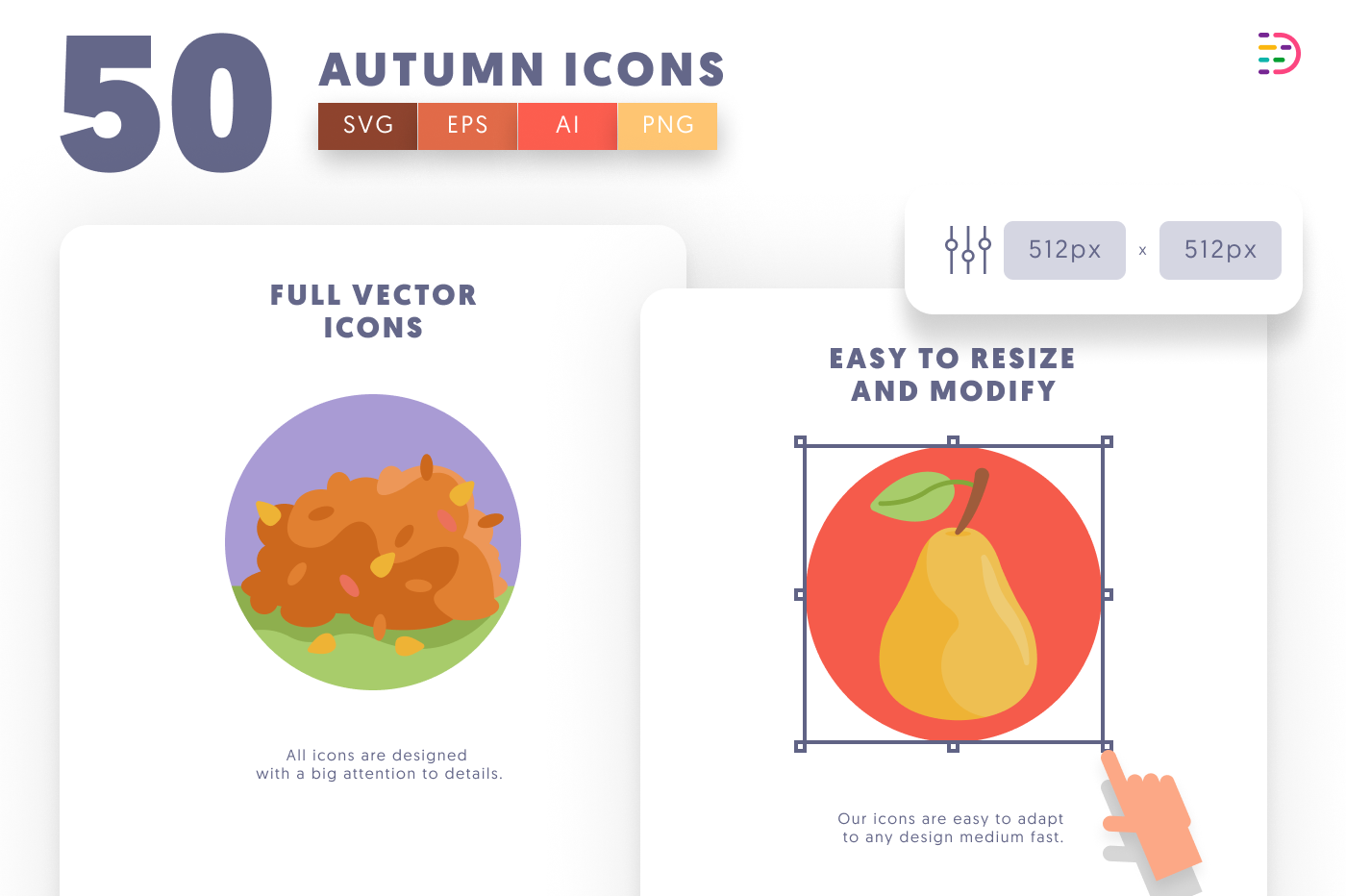 50 Autumn Icons preview 6 – flat circle icons in PNG, SVG and EPS