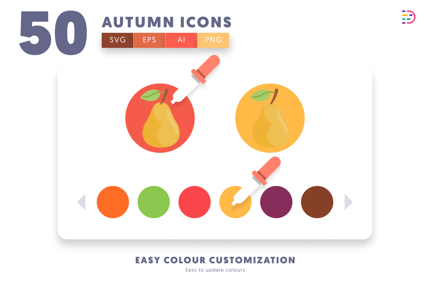 50 Autumn Icons preview 7 – flat circle icons in PNG, SVG and EPS