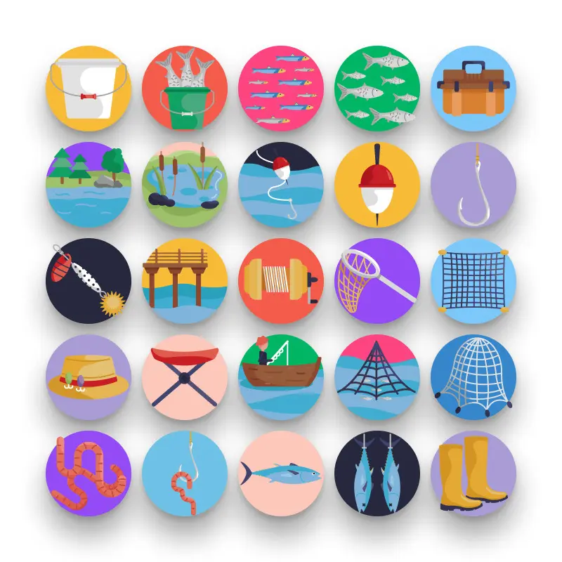 50-Fishing _ Shop-2 50 Fishing Icons – set of colorful flat circle icons